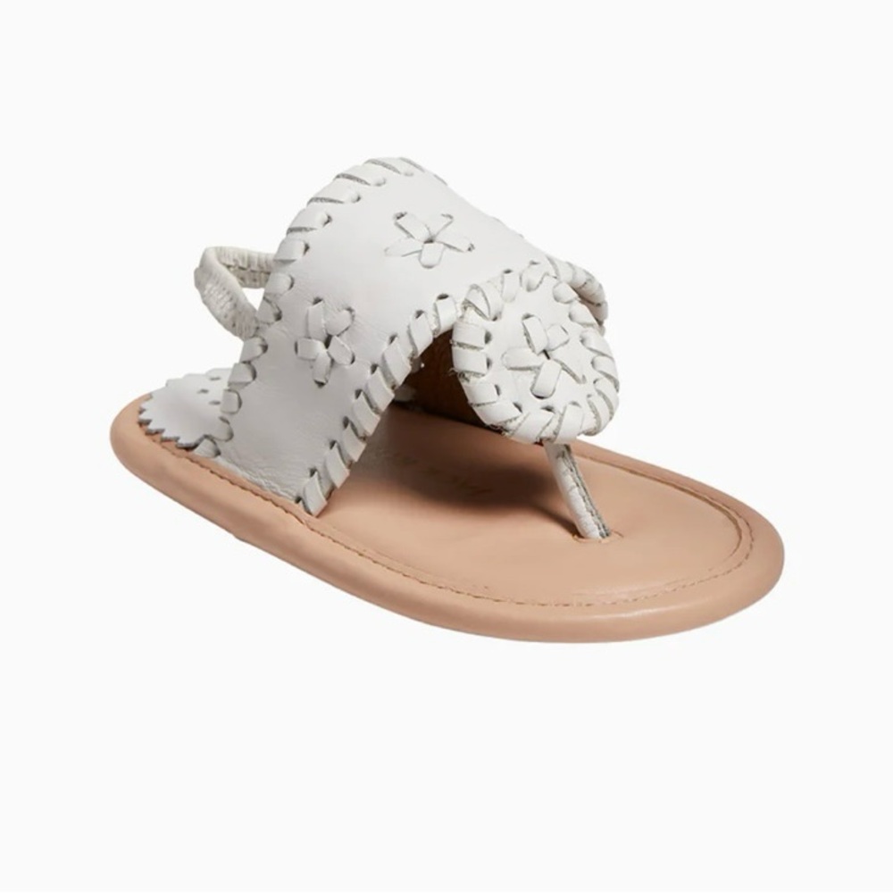 Jack Rogers White and Tan Kids Leather Flip Sandals